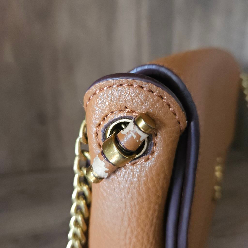 Tory Burch Chelsea Convertible Shoulder Bag Classic Tan Brown Chain Crossbody - Picture 5 of 12